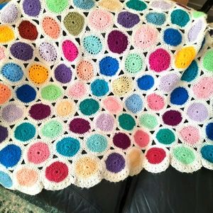 VTG Crochet Knit Granny Square Afghan Throw Blank